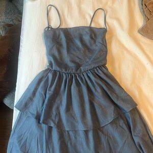 lucy in the sky blue iridescent mini dress